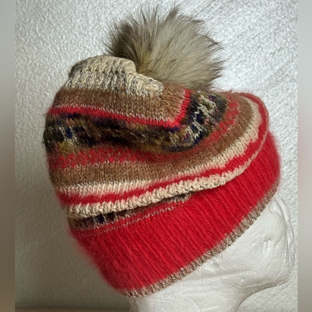 Juicy Couture Women One Size Multi-Colored Knit Wool Blend Beanie Hat Pom-Pom - Picture 6 of 13